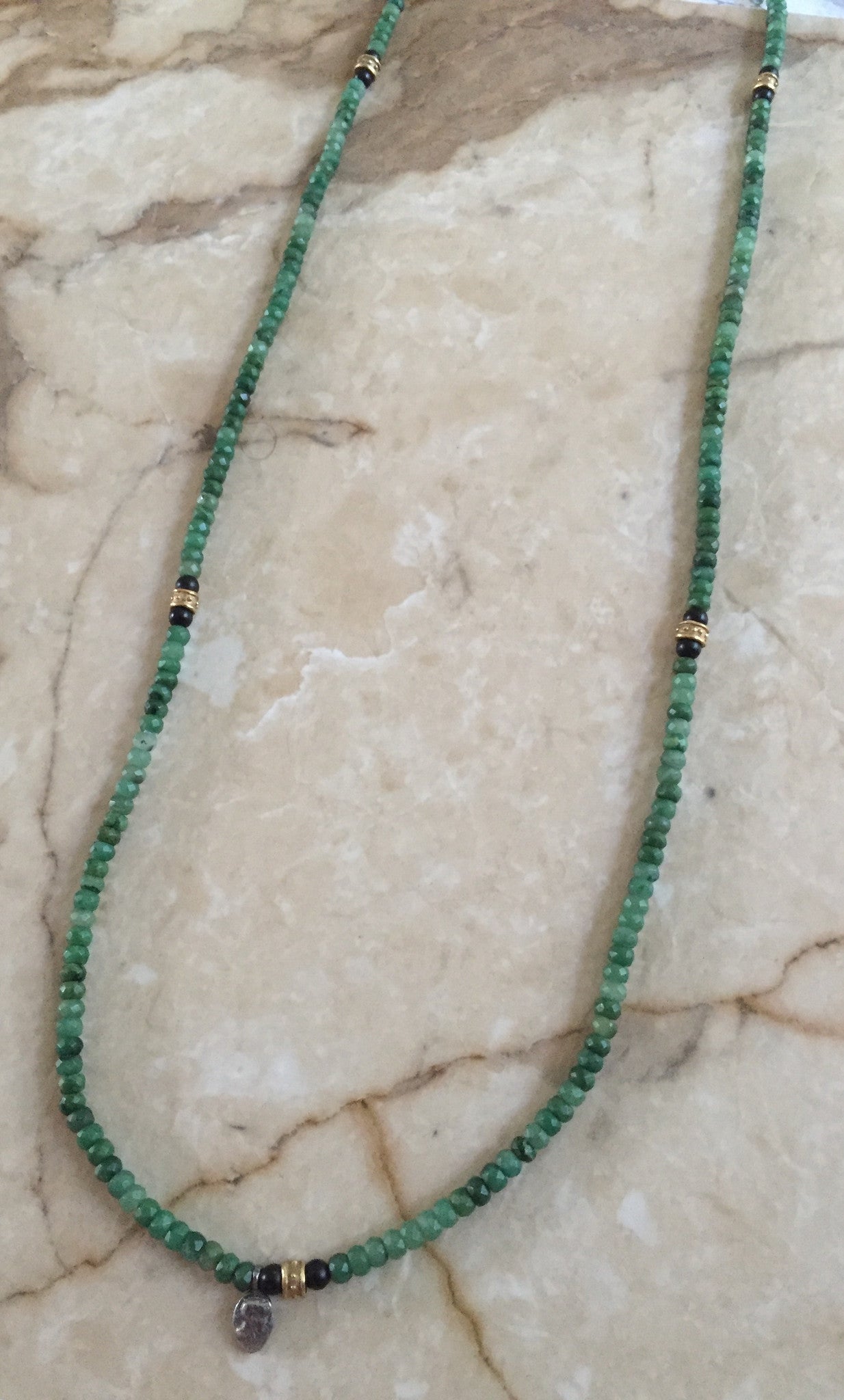 African Jade & Onyx - Bronze Roundels