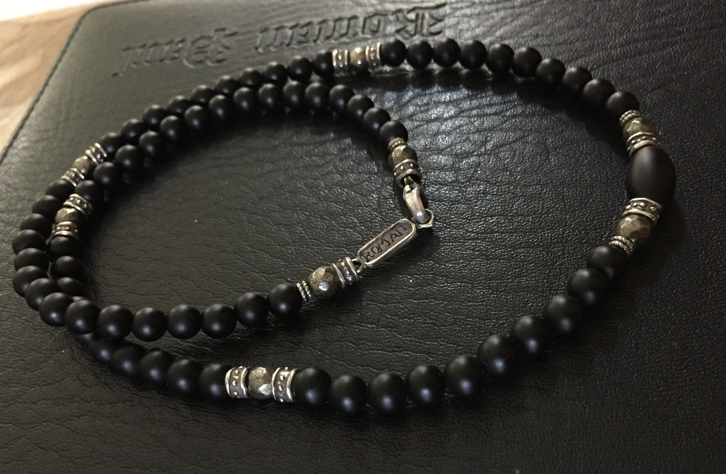 Roundel Pyrite & Onyx Beaded Necklace