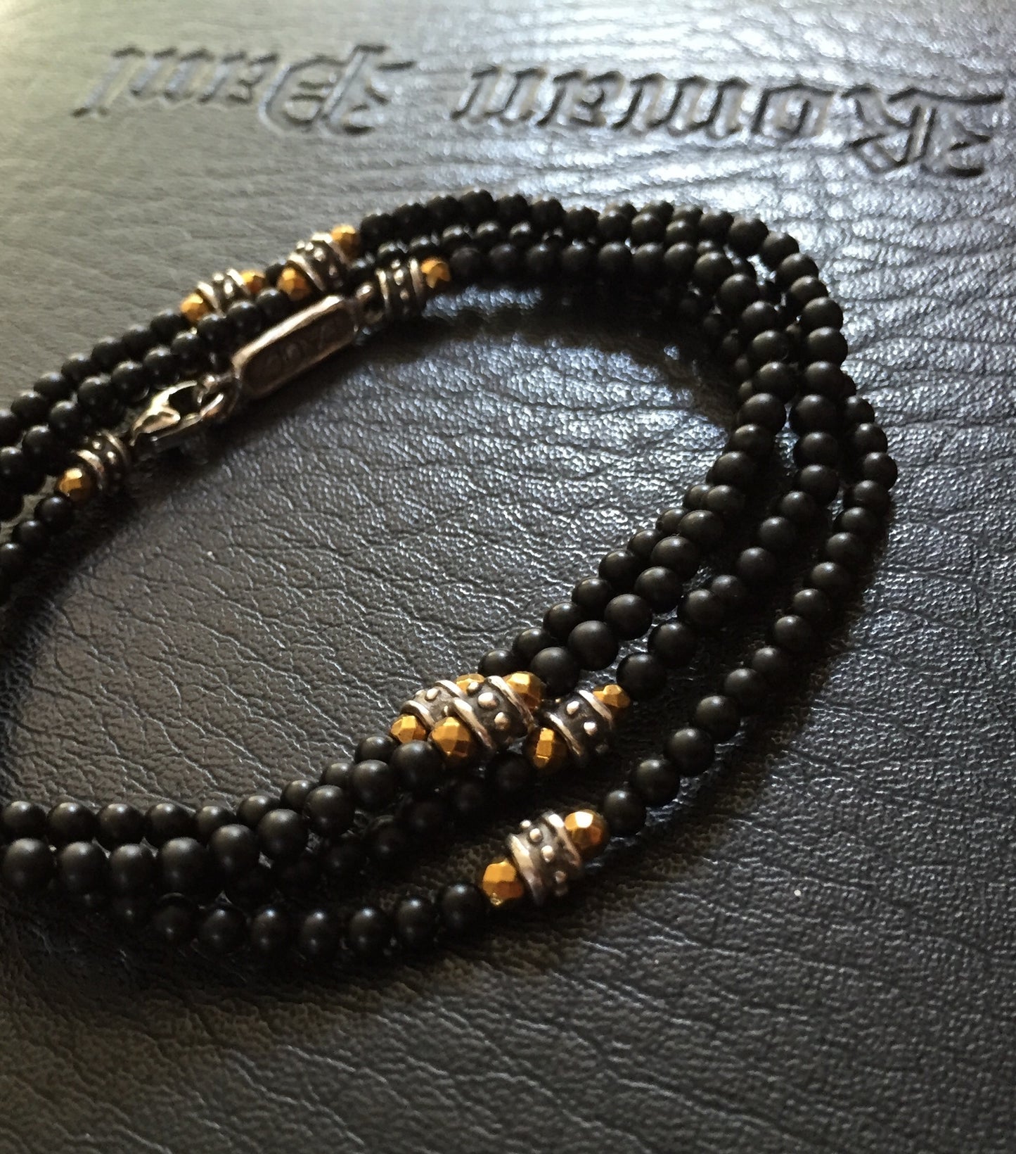 Bracelet - Multi Wrap Onyx and Golden Hematite by Roman Paul