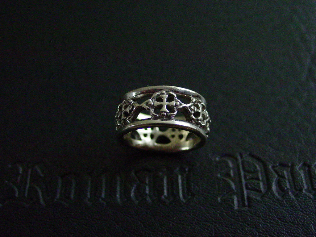 Sterling Silver Knights Templar Crosses Men's Wedding Ring