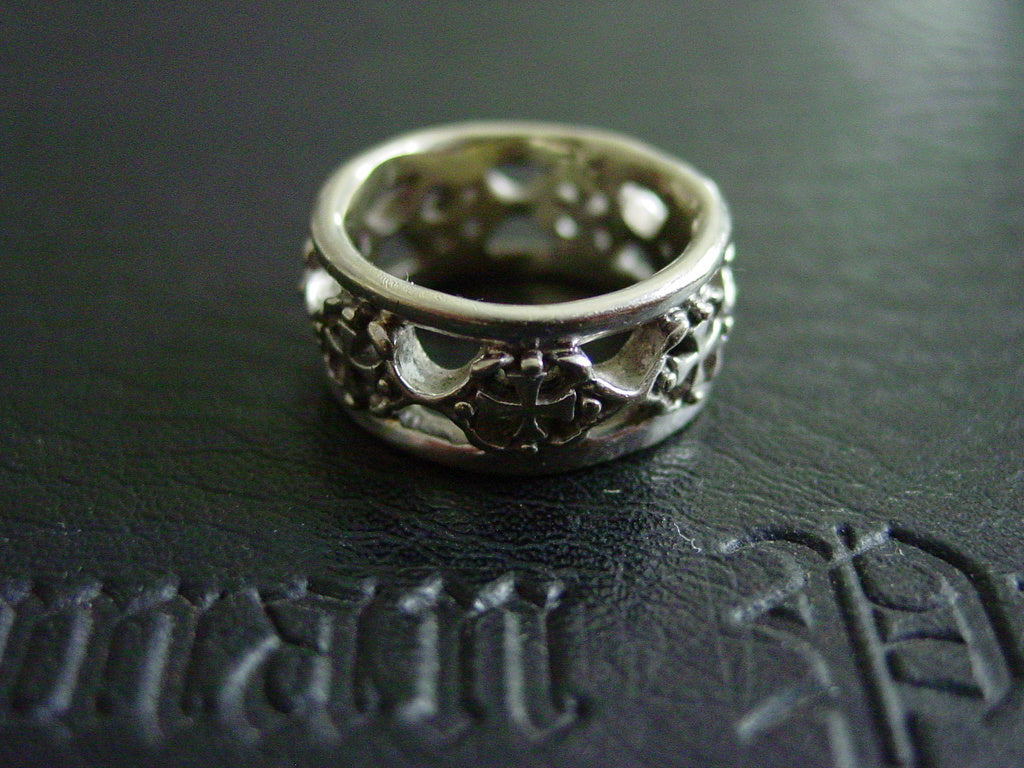 Sterling Silver Knights Templar Crosses Men's Wedding Ring