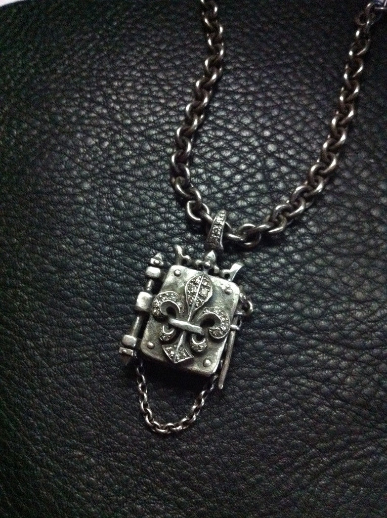 Necklace - Silver Fleur De Lis Locket by Roman Paul