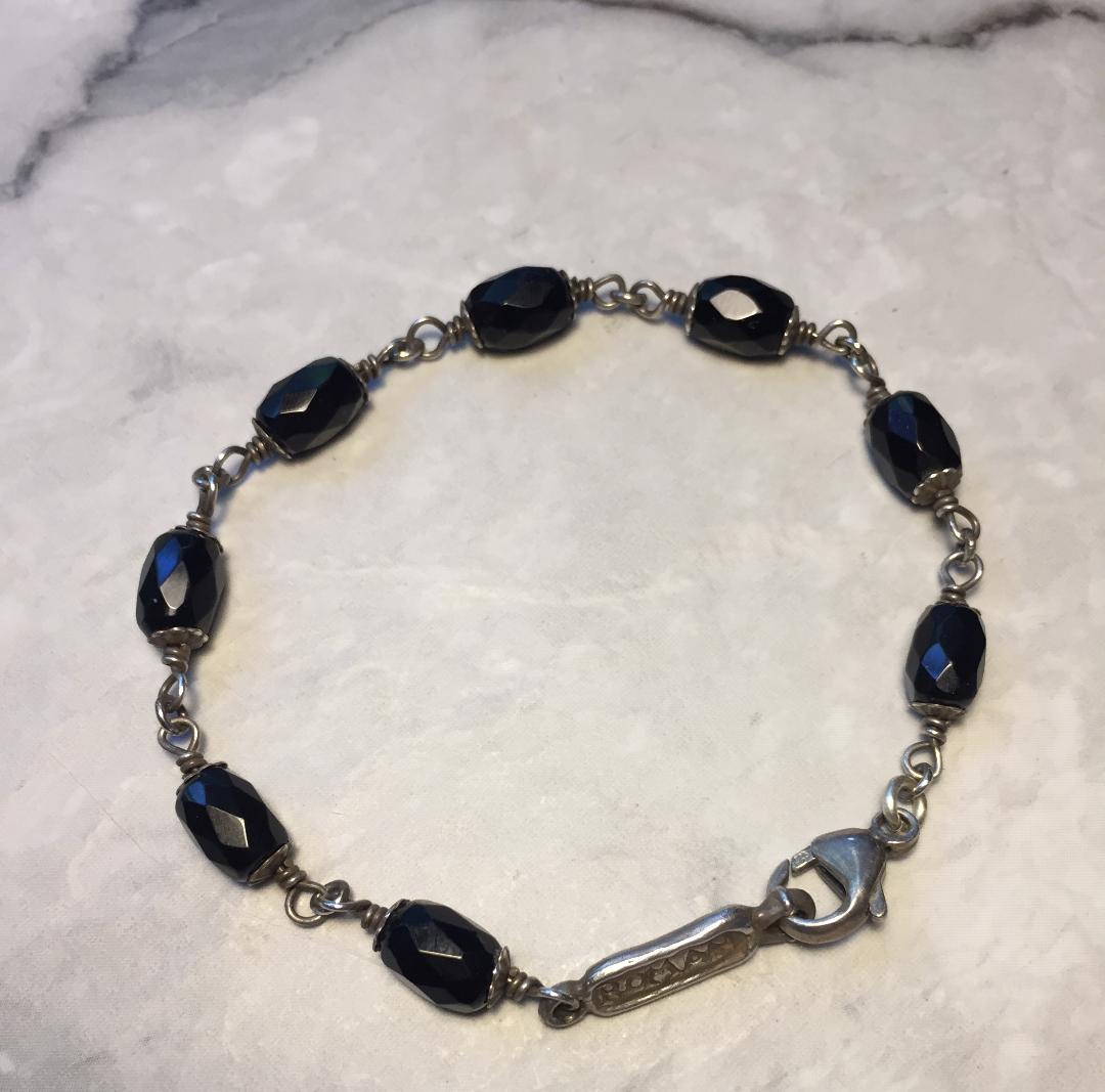 Bracelet - Faceted Onyx Beads
