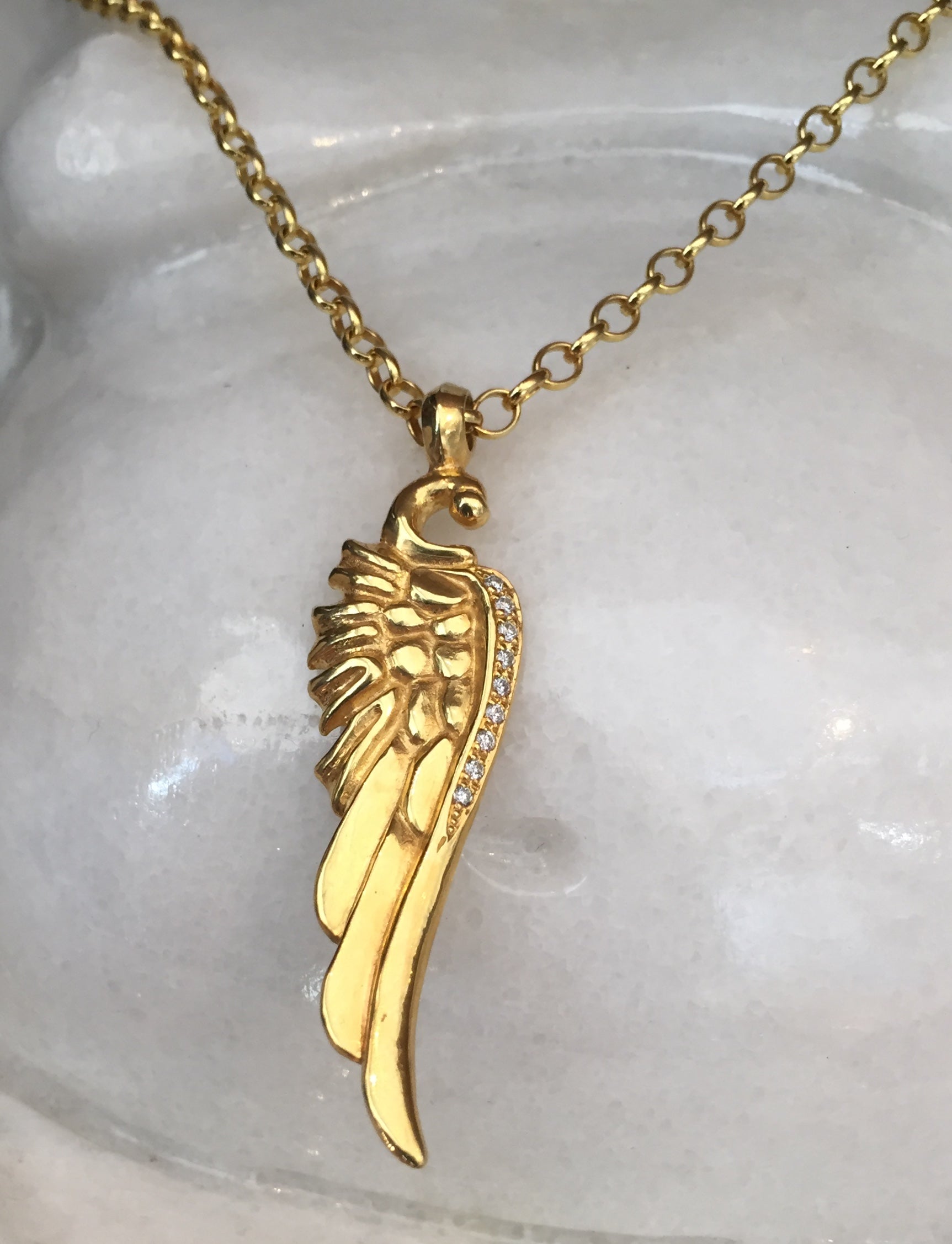 Necklace Golden Angel Wing with Diamonds - Main Image