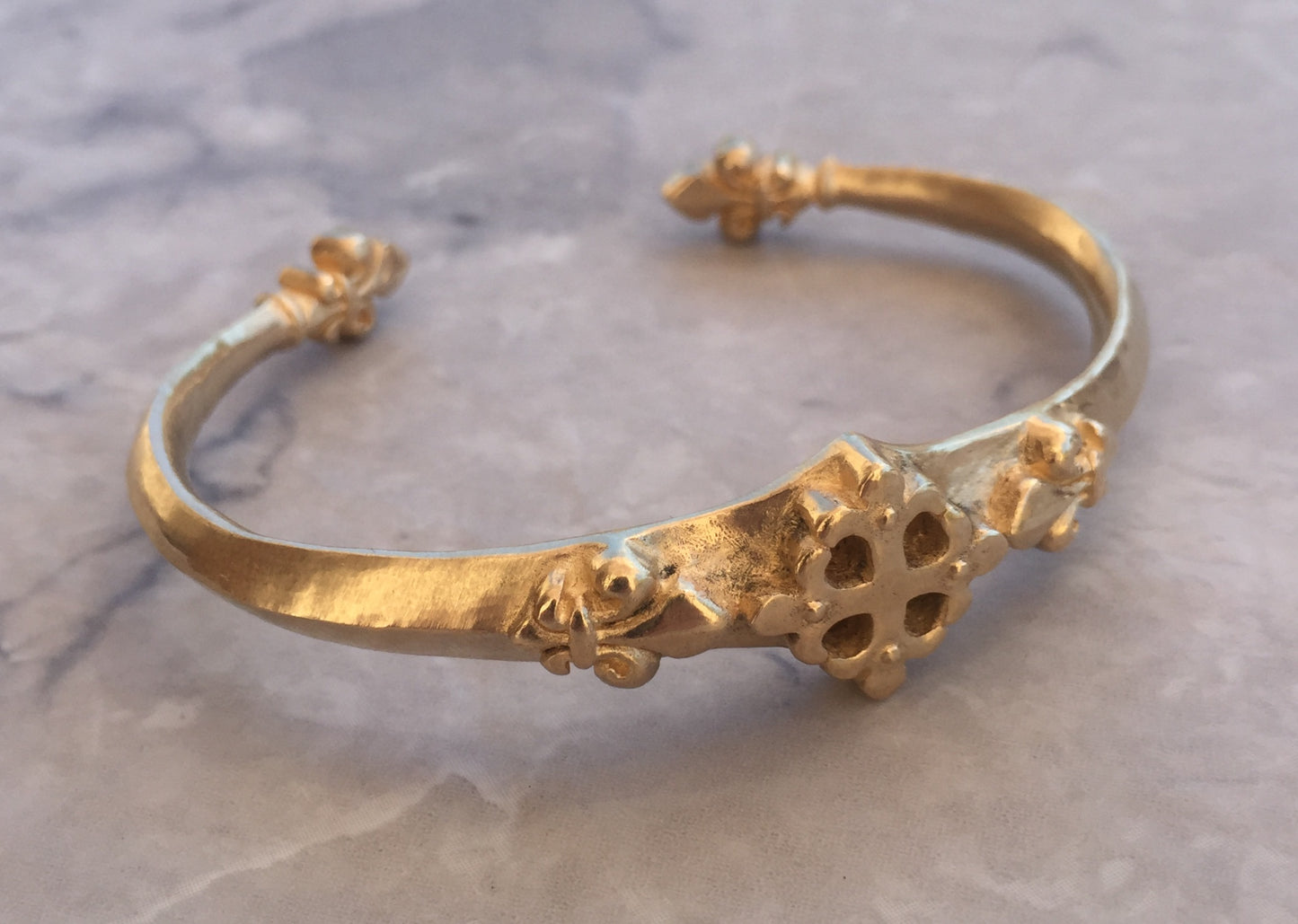 Bracelet - Gold Renaissance Fleur de Lis cuff