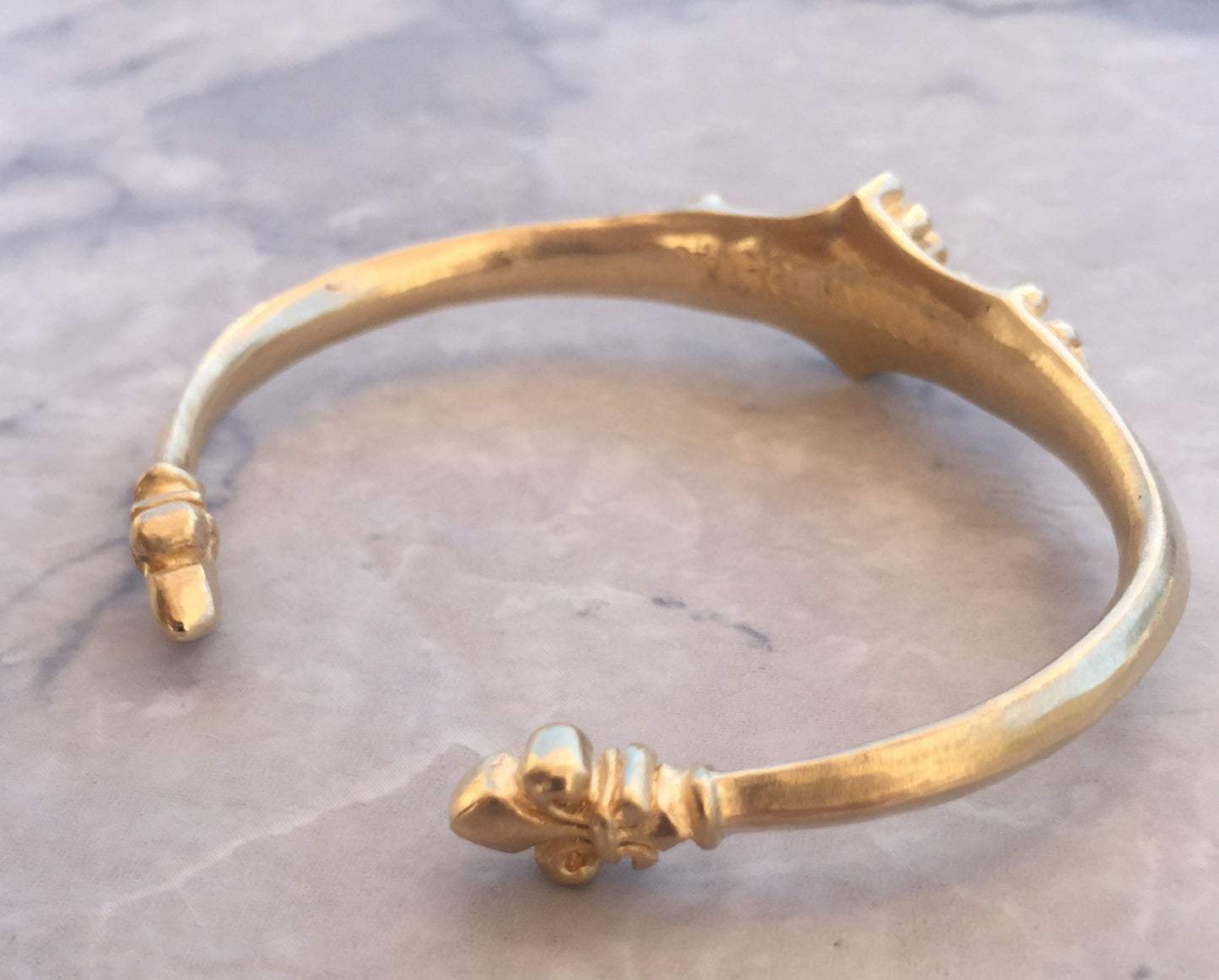 Bracelet - Gold Renaissance Fleur de Lis cuff