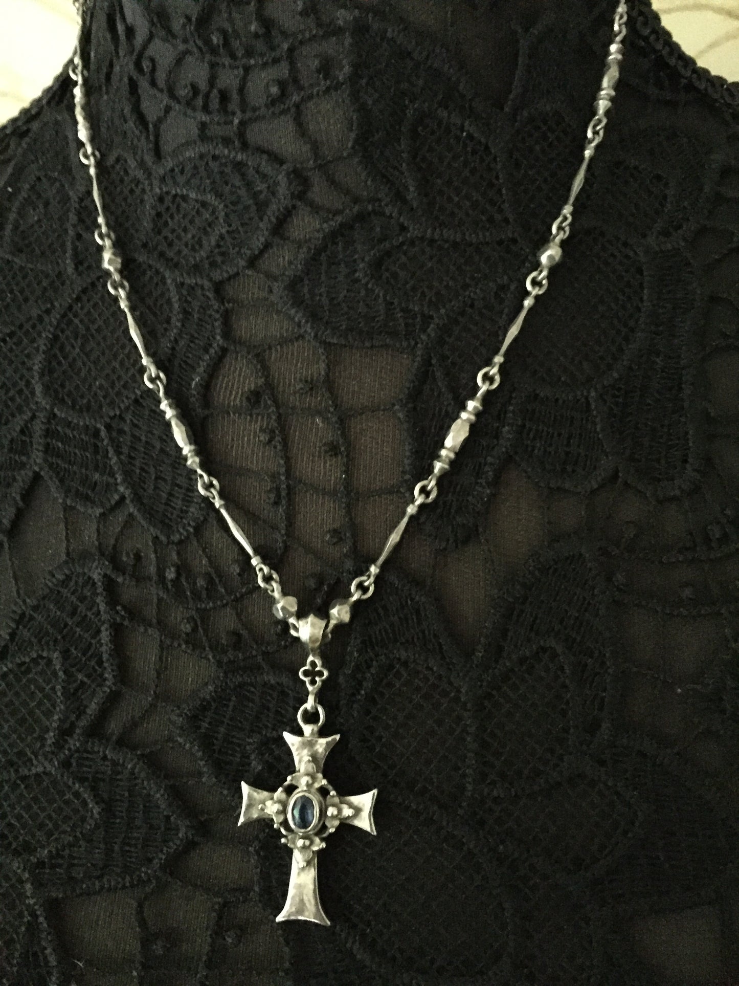 Necklace - Gothic Iolite Cross