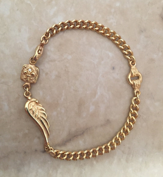 Bracelet - Angel Wing with Fleur de Lis