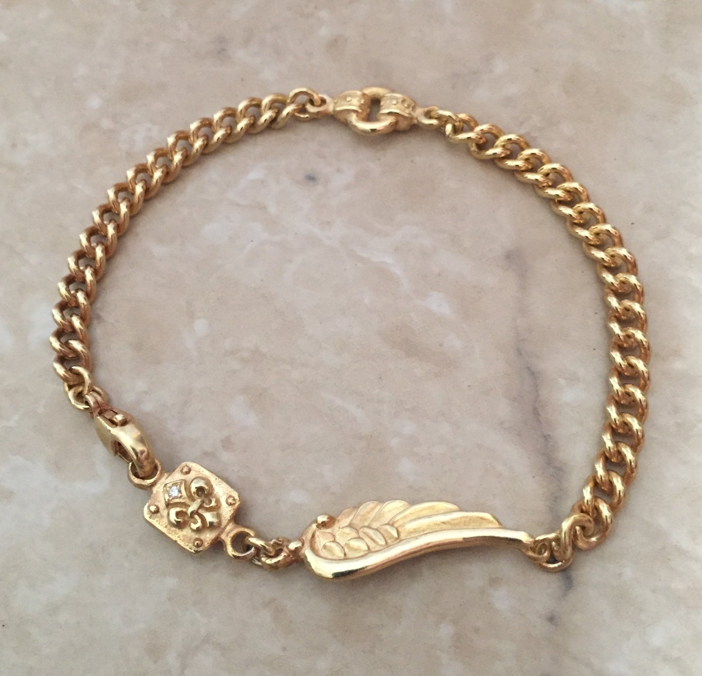 Bracelet - Angel Wing with Fleur de Lis