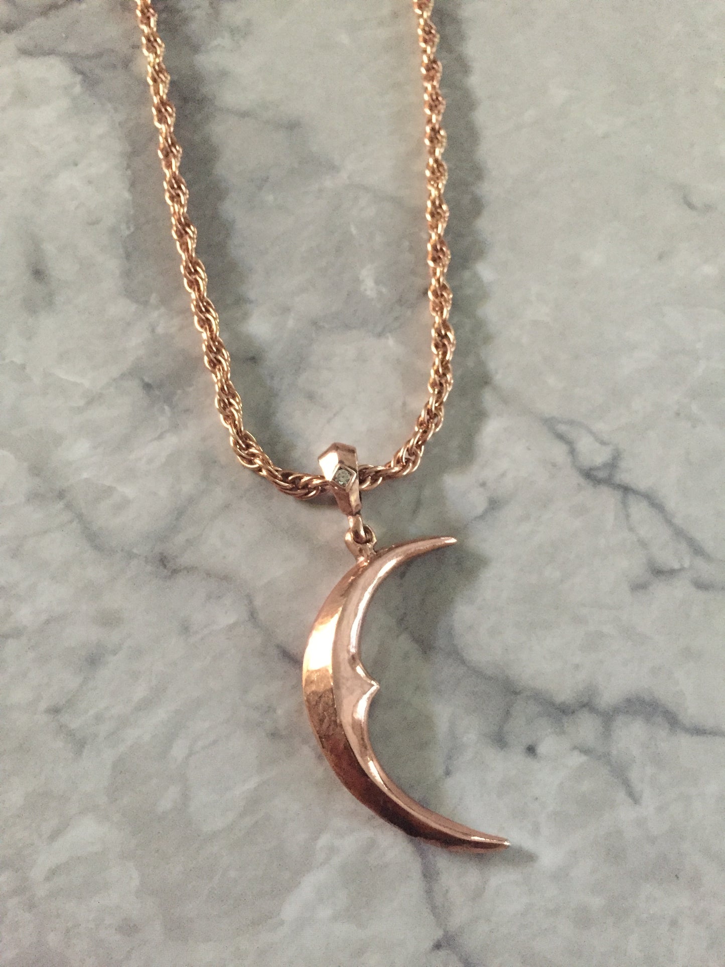 Necklace - Rose Crescent Moon & Dimaond