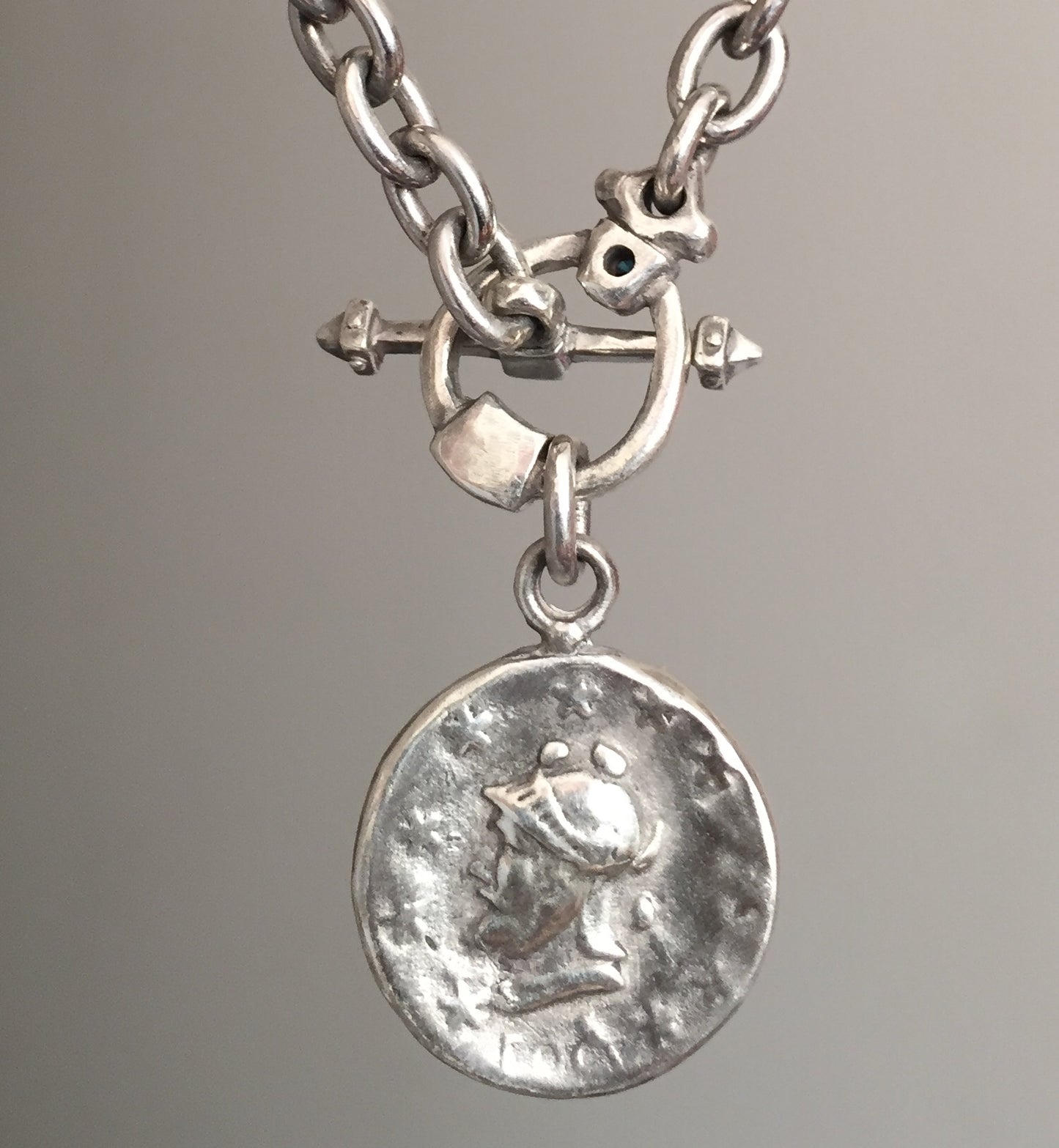 Necklace Medallion - Fleur De LIs Knight & Blue Diamond