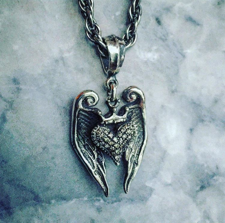 Necklace - Crown Heart with Angel Wings by Roman Paul