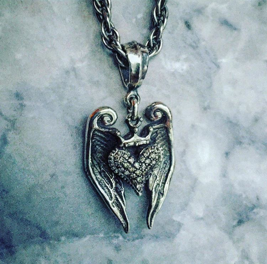 Necklace - Crown Heart with Angel Wings by Roman Paul