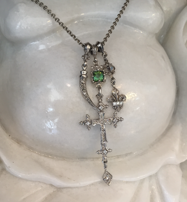 Necklace - Tripple Charm Diamond Cross