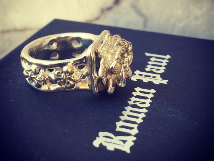 Ring - Diamond White Rose in sterling silver 18k gold plated Roman Paul