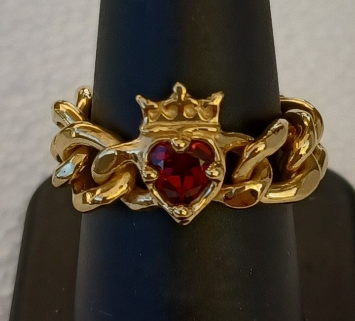 Chain Ring Crown Heart