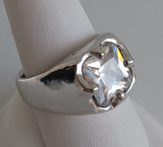 Ring - Signet Diamond Cut CZ