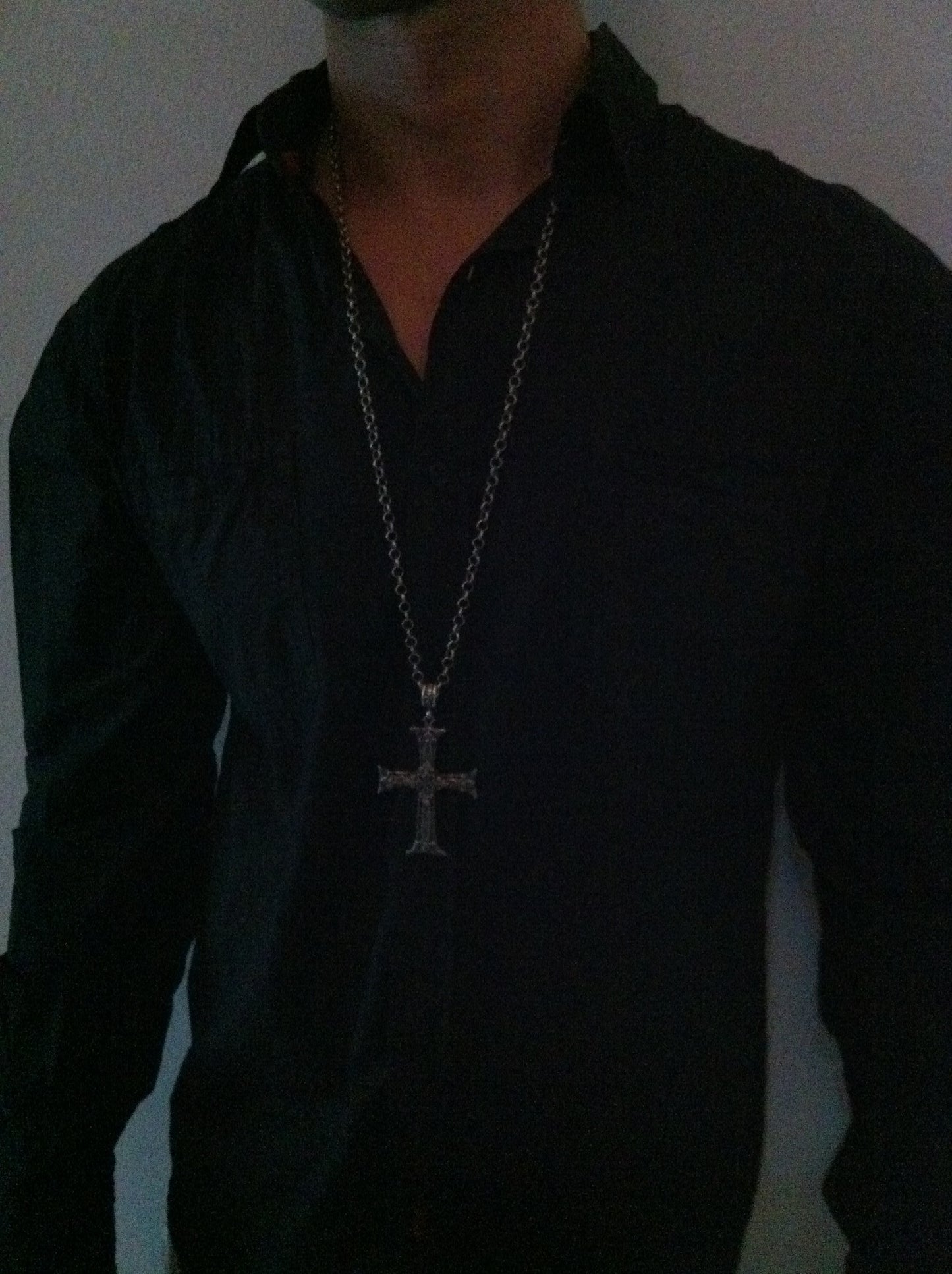 Sterling Silver Layered Renaissance Fleur De Lis Cross