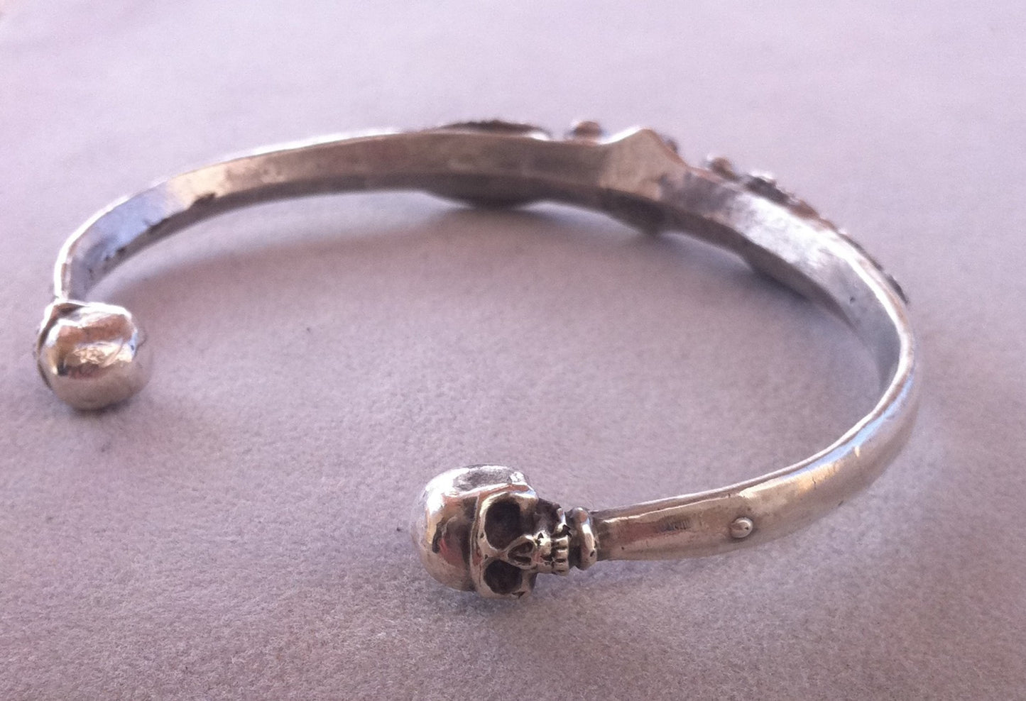 Sterling Silver Skull & Wing Cuff