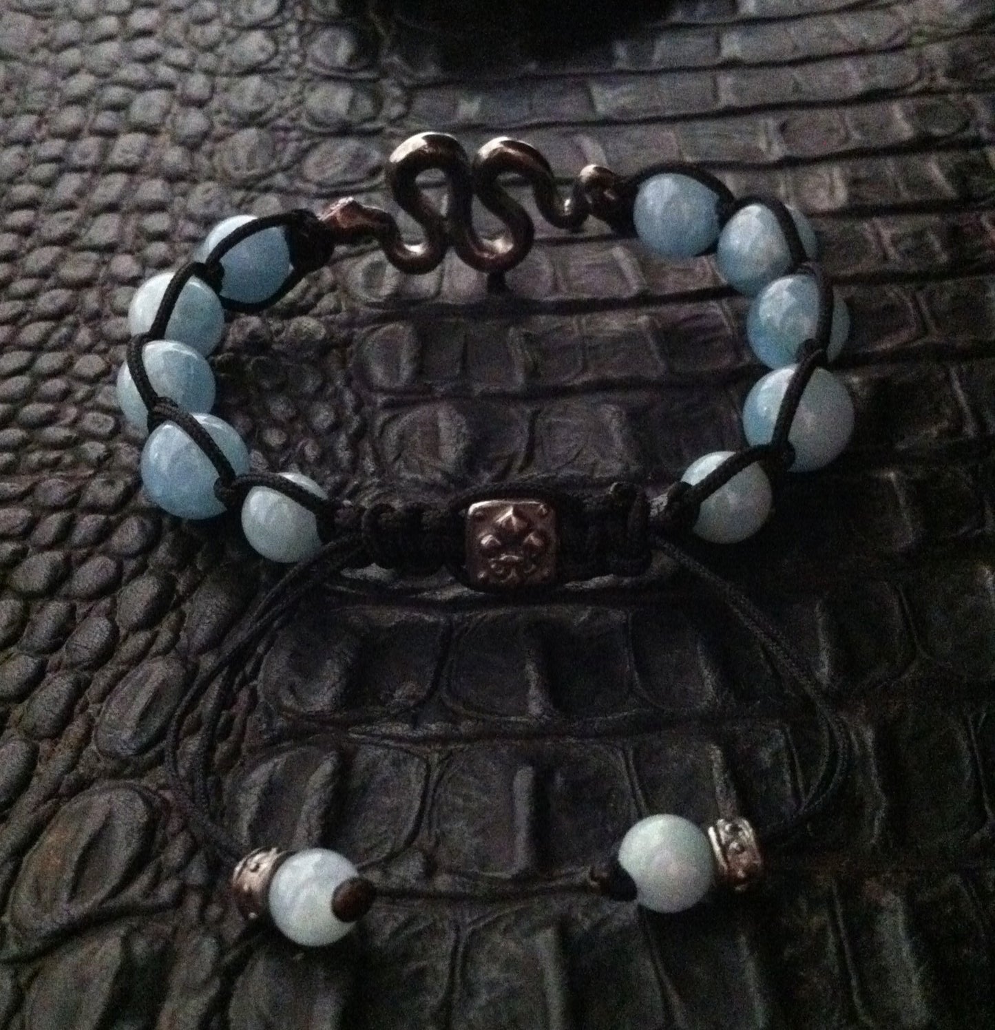 Sterling Snake Diamonds & Rubies Aquamarine