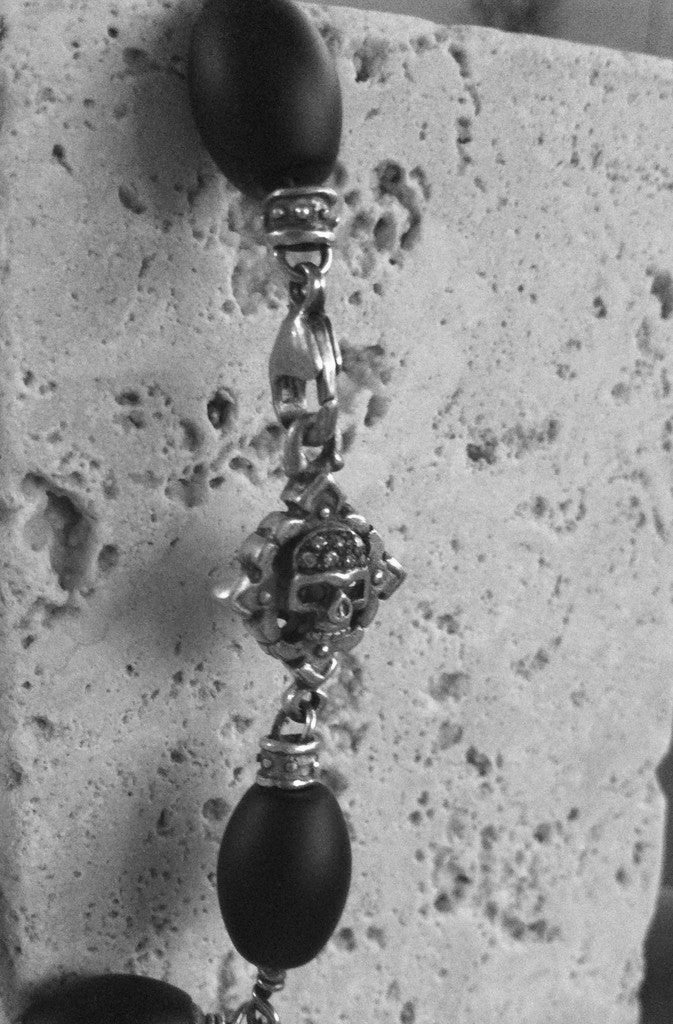 Sterling Silver Skull with Diamonds & Onyx