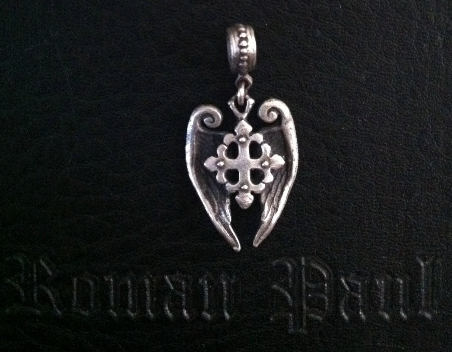 Sterling Silver Fleur De Lis Cross with Angel Wings Pentant