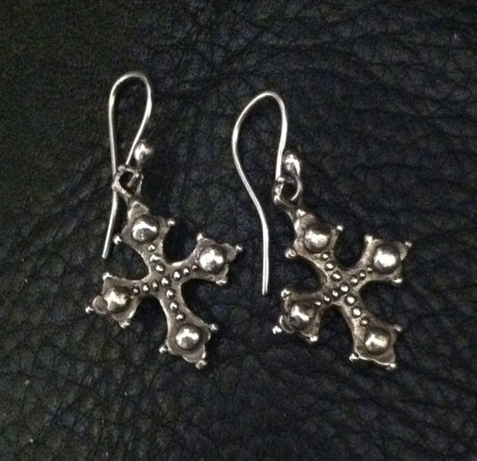 Sterling Silver Cross Hook Earrings