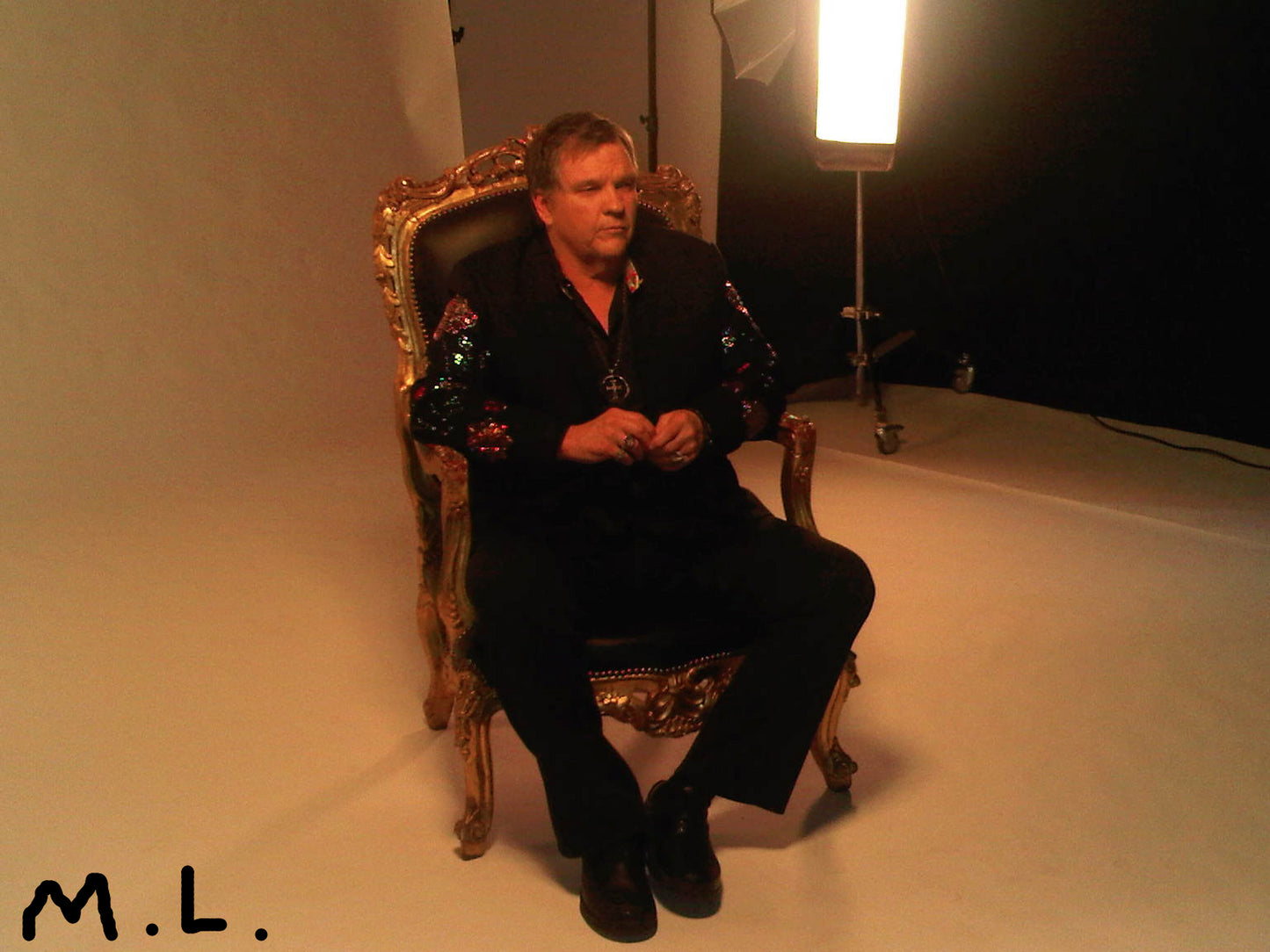 Silver Cross in Circle Necklace Meat Loaf