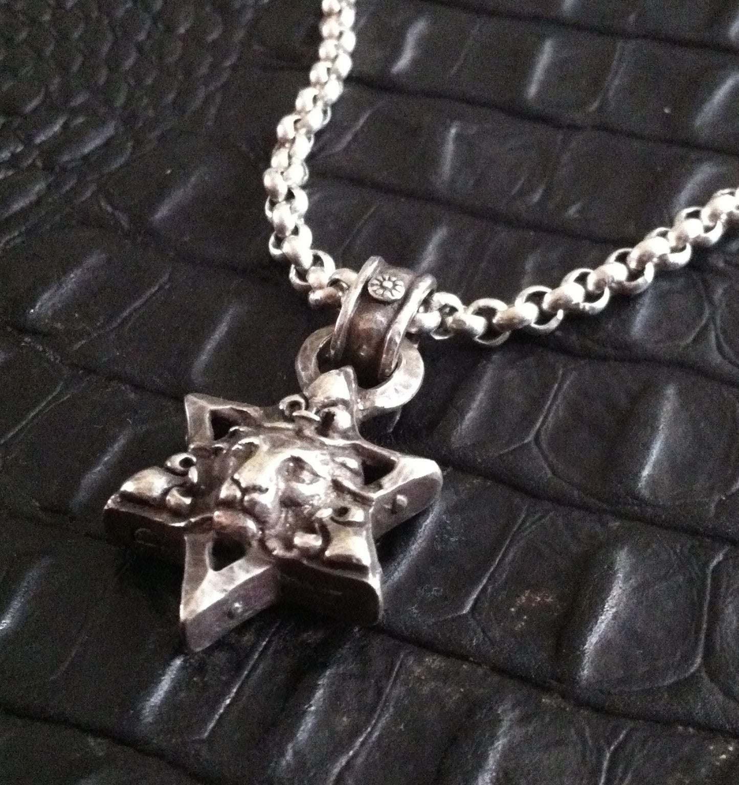 Sterling Silver Star of David Lion Head Necklace