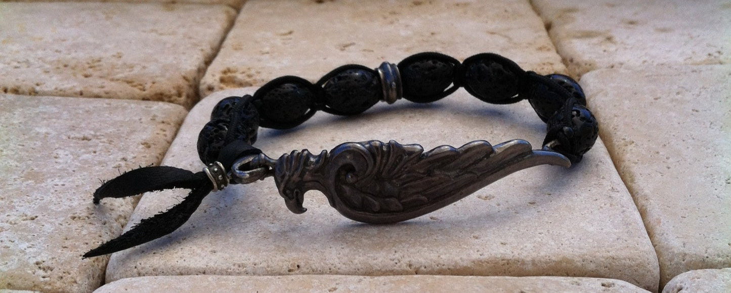 Bracelet - Sterling Silver Eagle Head Wing by RP