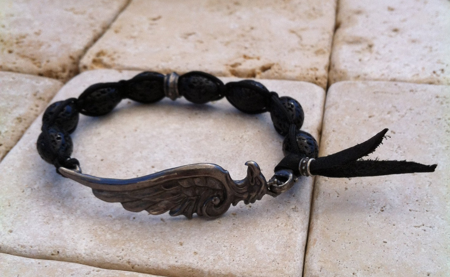 Bracelet - Silver Eagle Head & Wing by Roman Paul