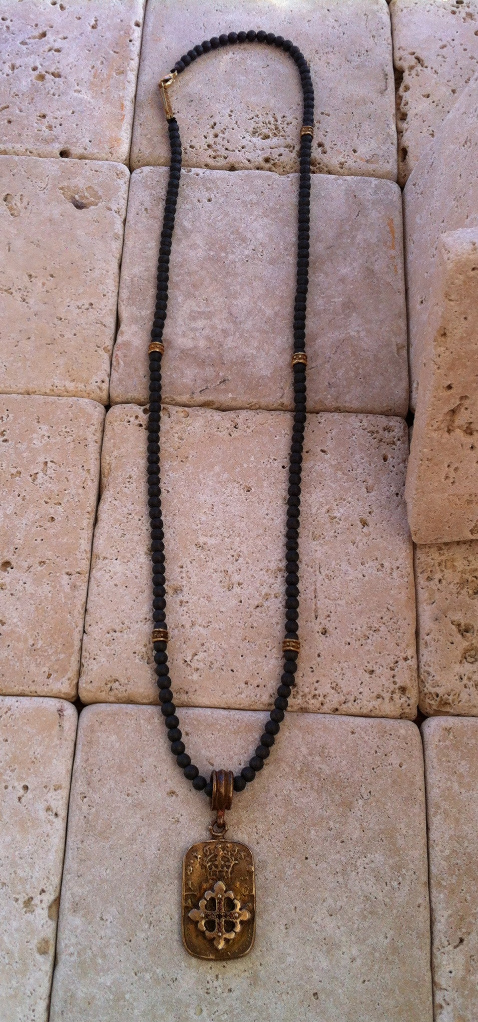 Necklace - Bronze Cross Dog Tag