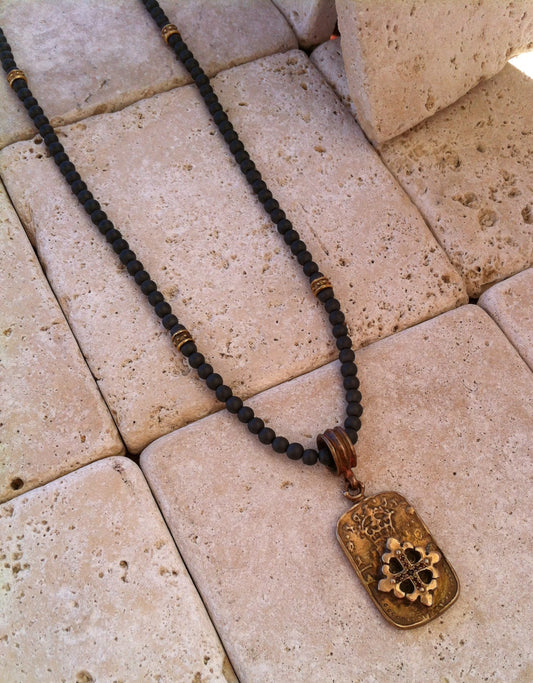 Necklace - Bronze Cross Dog Tag