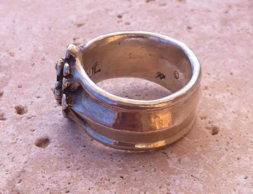 Sterling Silver Double Fleur De Lis Cross Ring