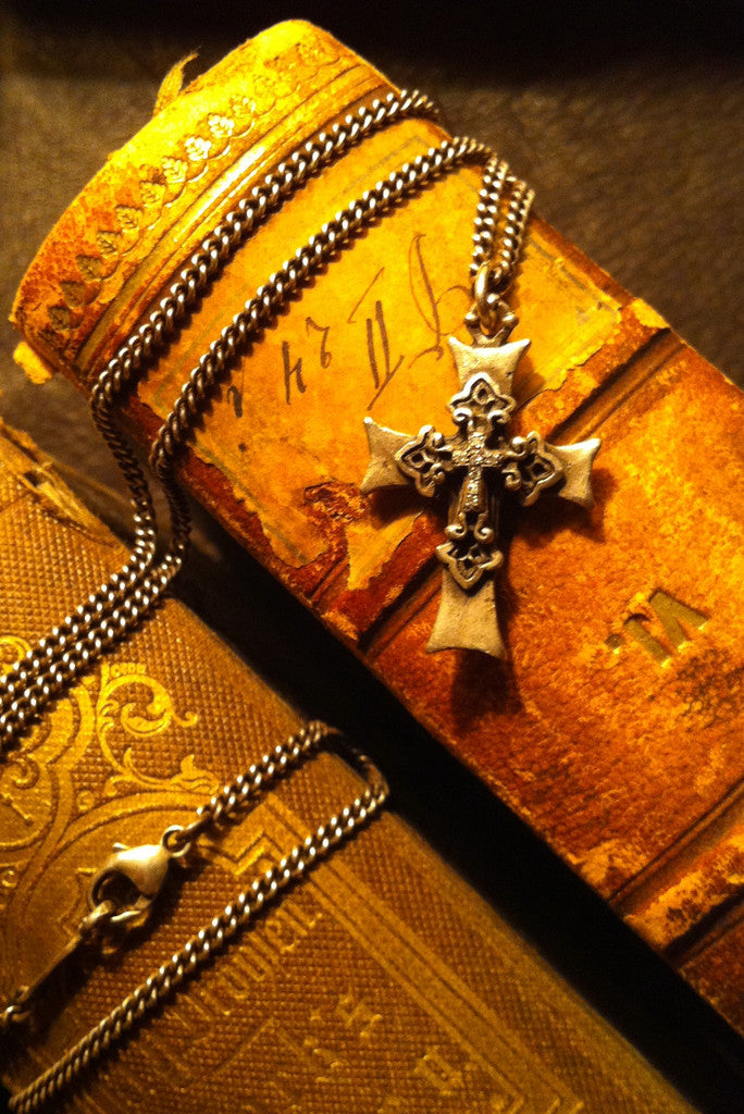 Sterling Silver Cross Necklace with Diamond