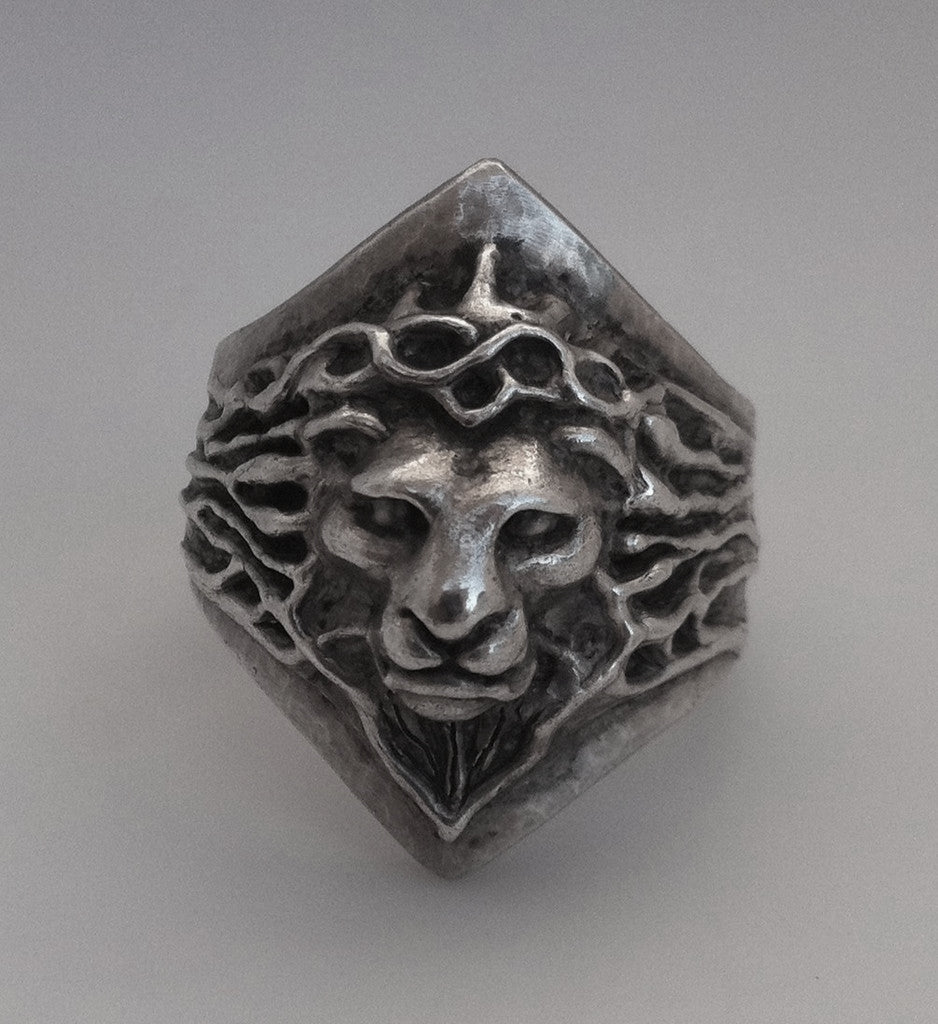 Sterling Silver Lion Head Ring