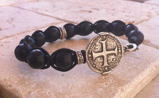 Sterling Silver Cross Coin Bracelet by RomanPaul