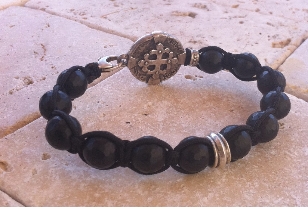 Silver Cross Coin Bracelet