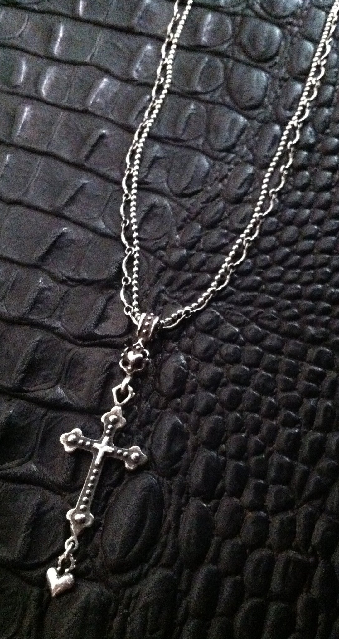 Silver cross designer heart art