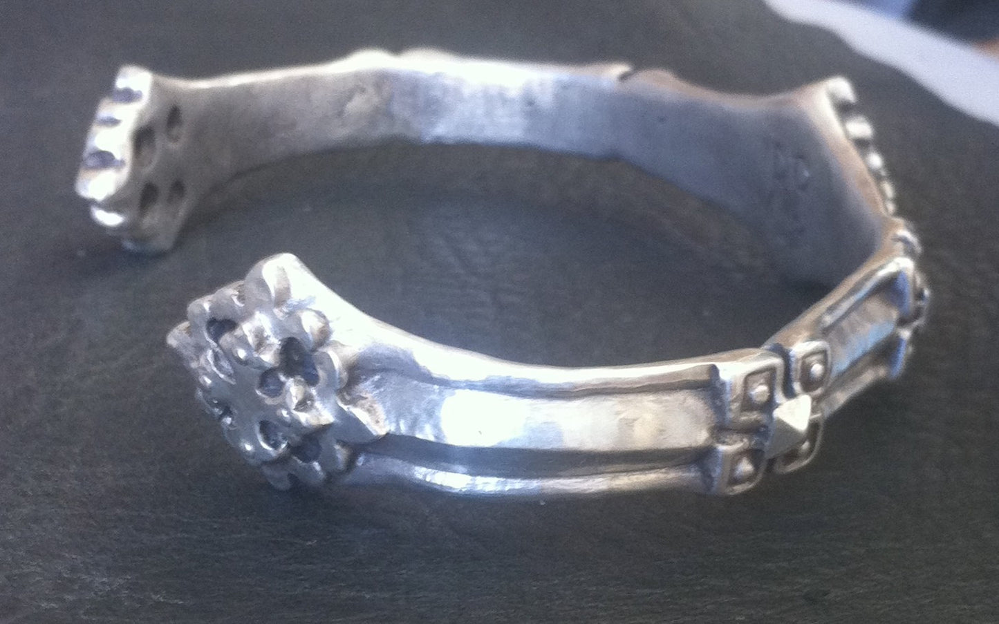 Sterling Silver Fleur De Lis Cross Cuff