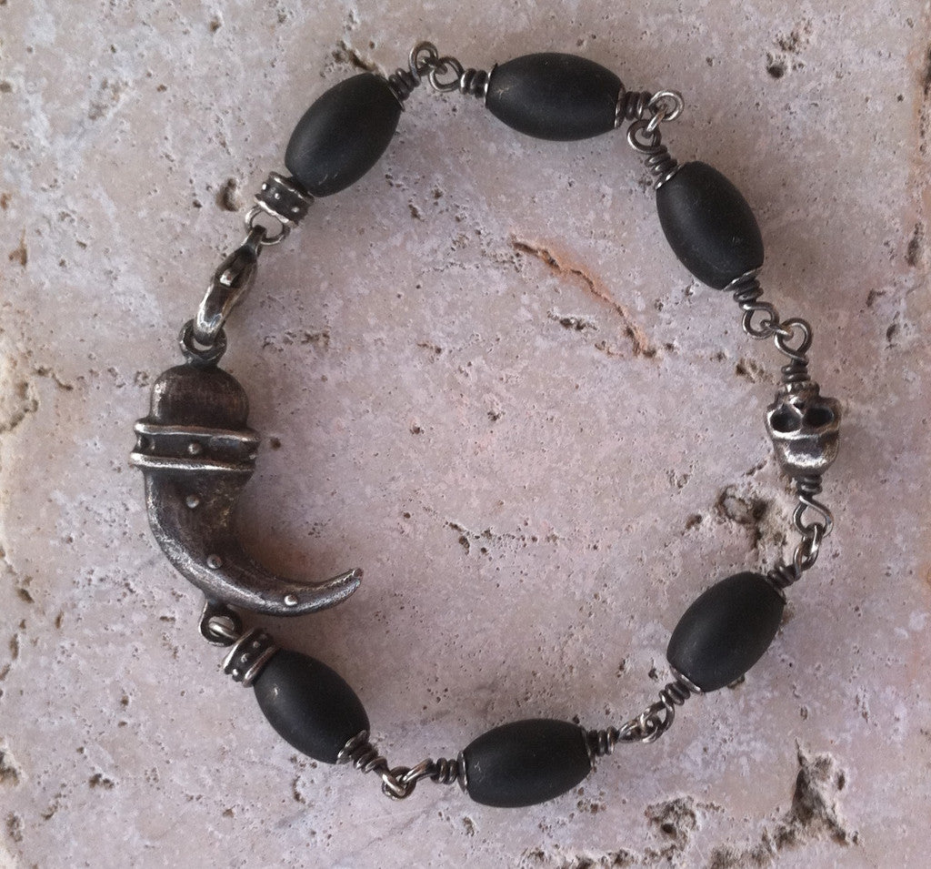 Sterling Silver Skull & Jaguar Claw Bracelet