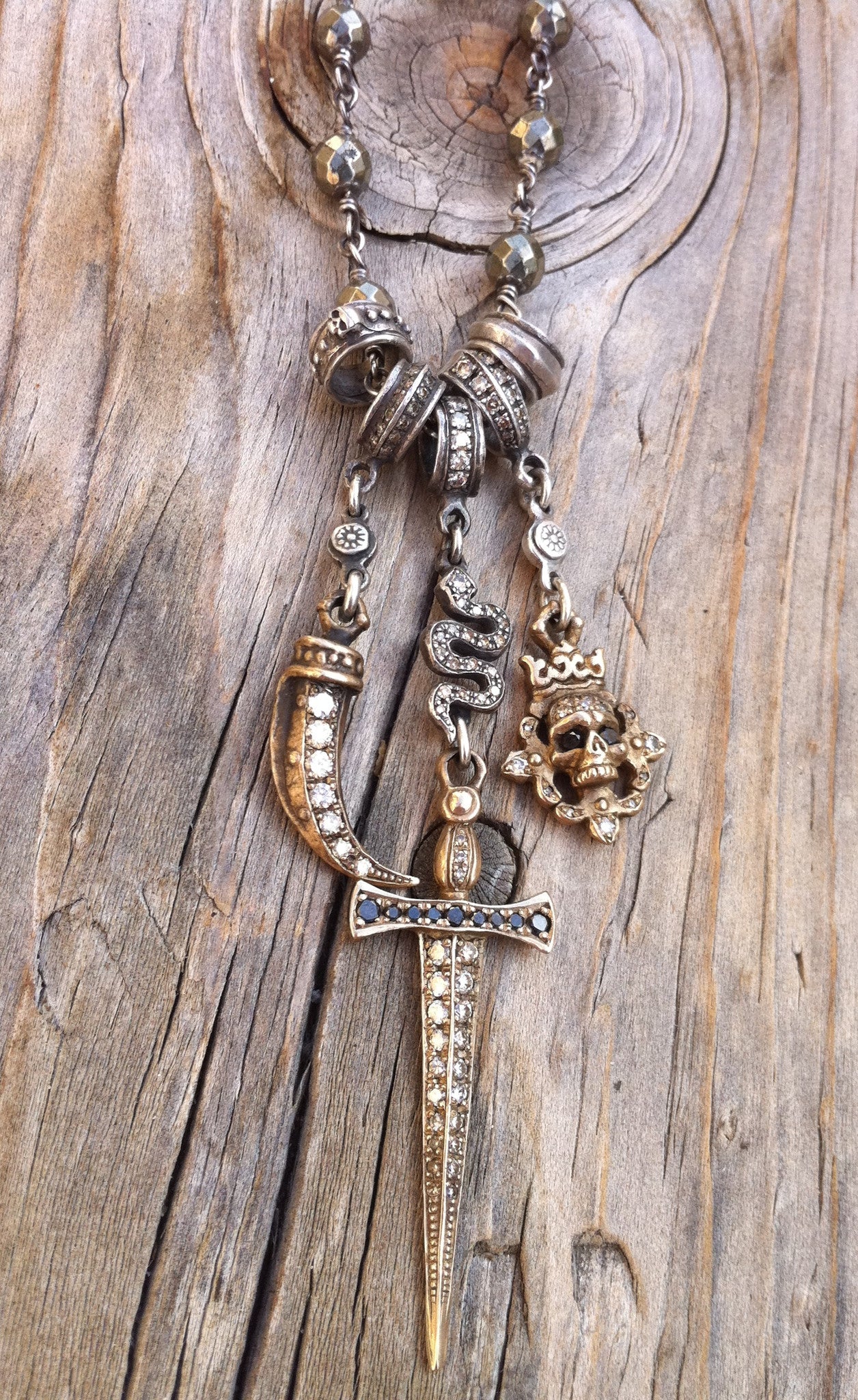 Silver Necklace "Snake with Sword"
