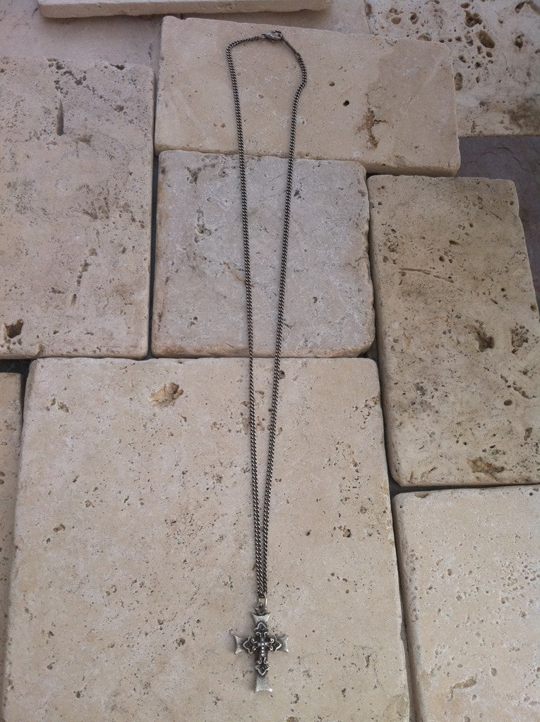 Sterling Silver Cross Necklace with Diamond