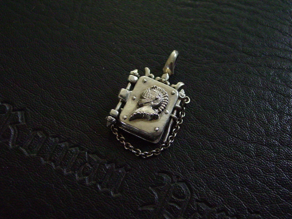 Sterling Silver Crowned Locket with Knight Helmet Profile