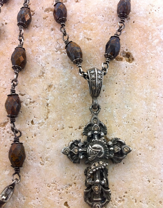 Silver art designer diamond cross