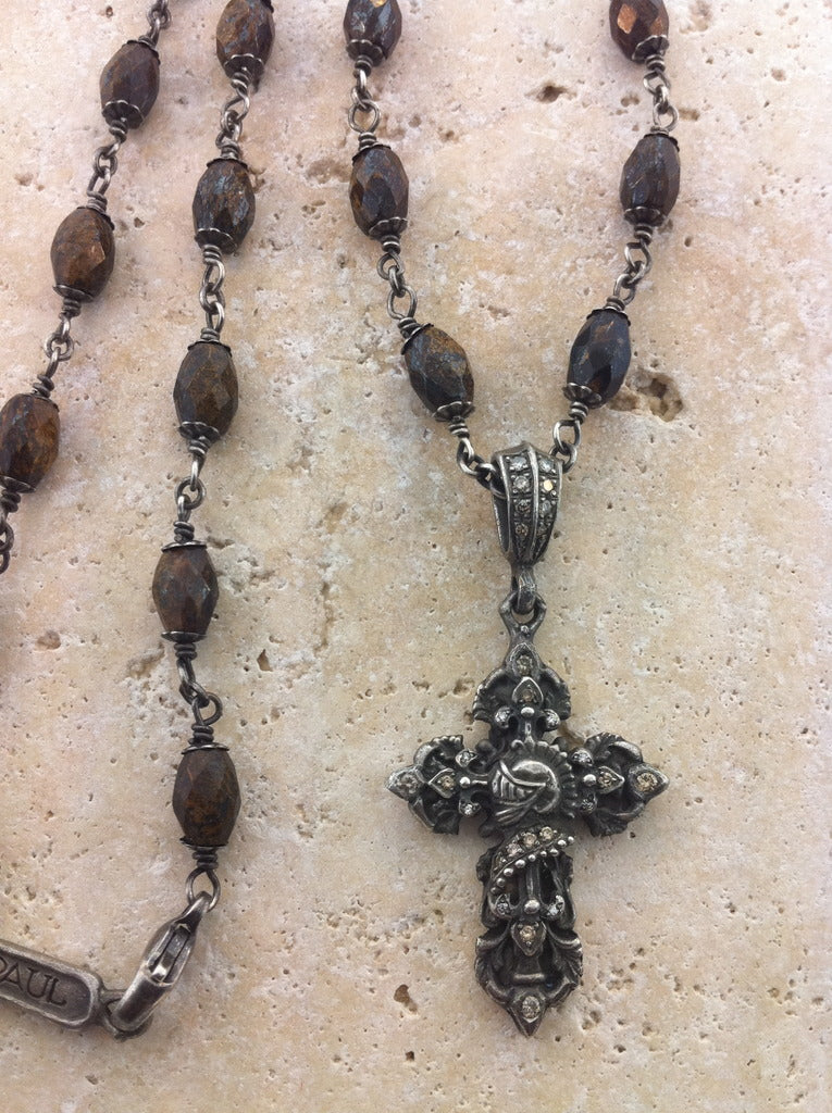 Sterling silver art cross baroque design