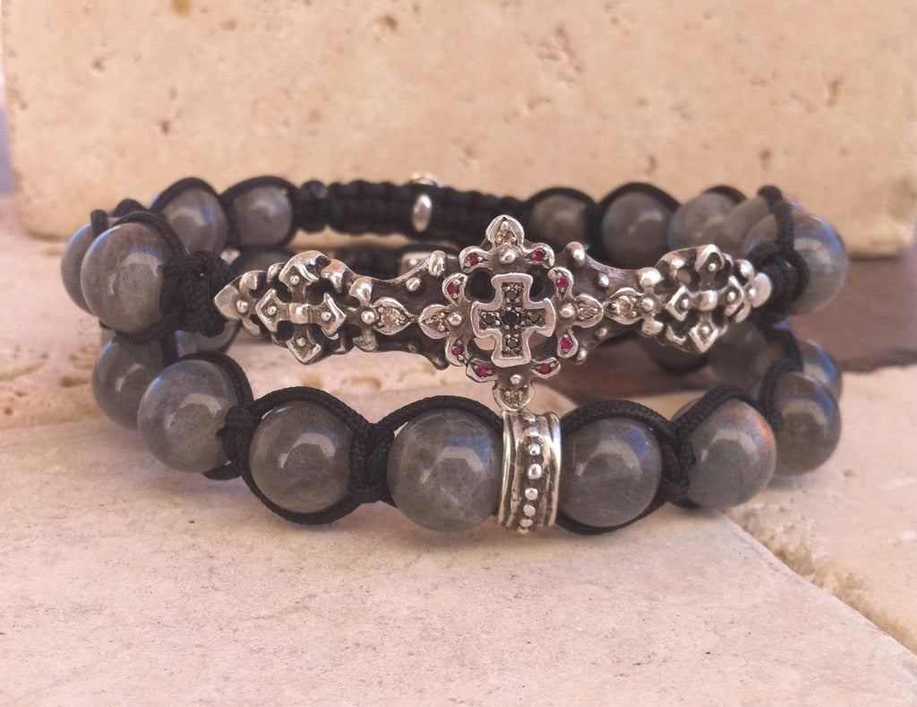 Silver Bar Bracelet with Cross by Roman Paul