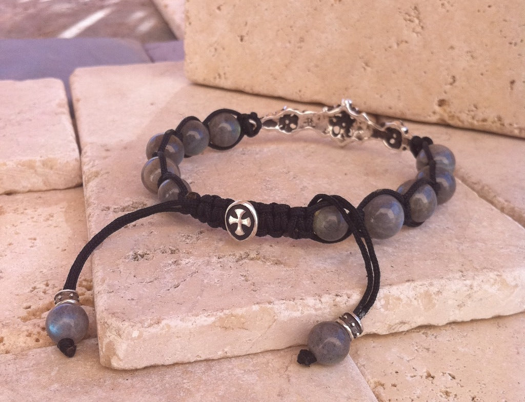 Silver Bar Bracelet with Cross