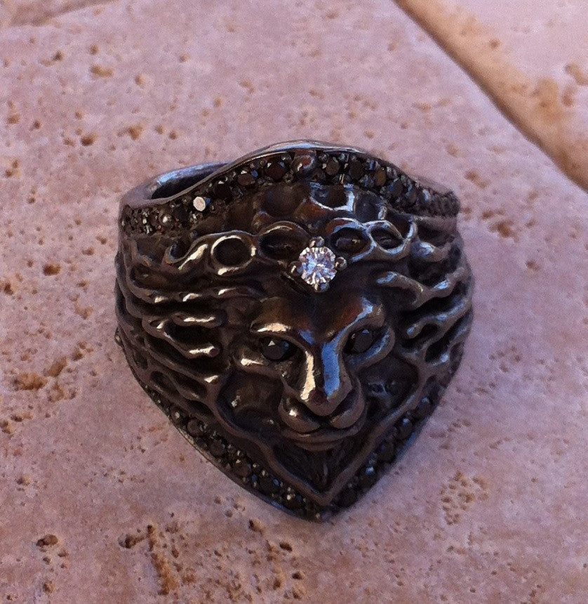 Sterling Silver Diamond Lion
