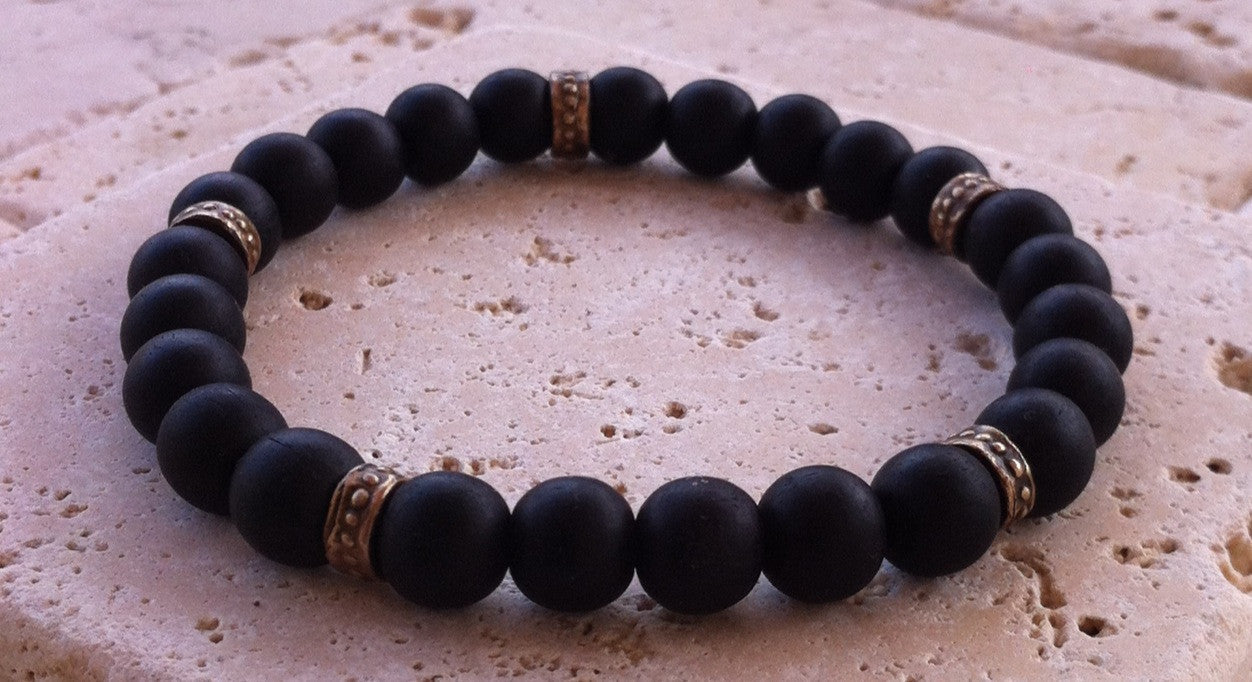 Ebony Wood Bracelet Bronze Rondels